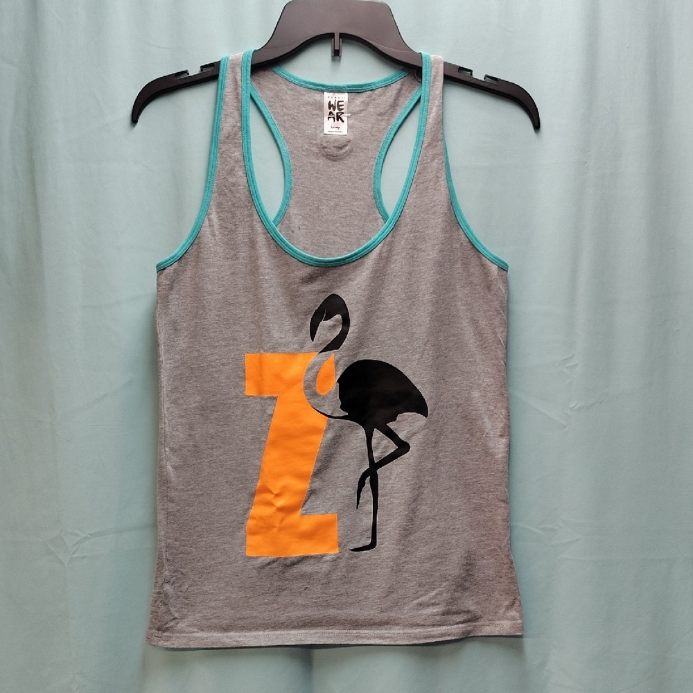 Gray Tank Top with Flamingo and Letter Z
